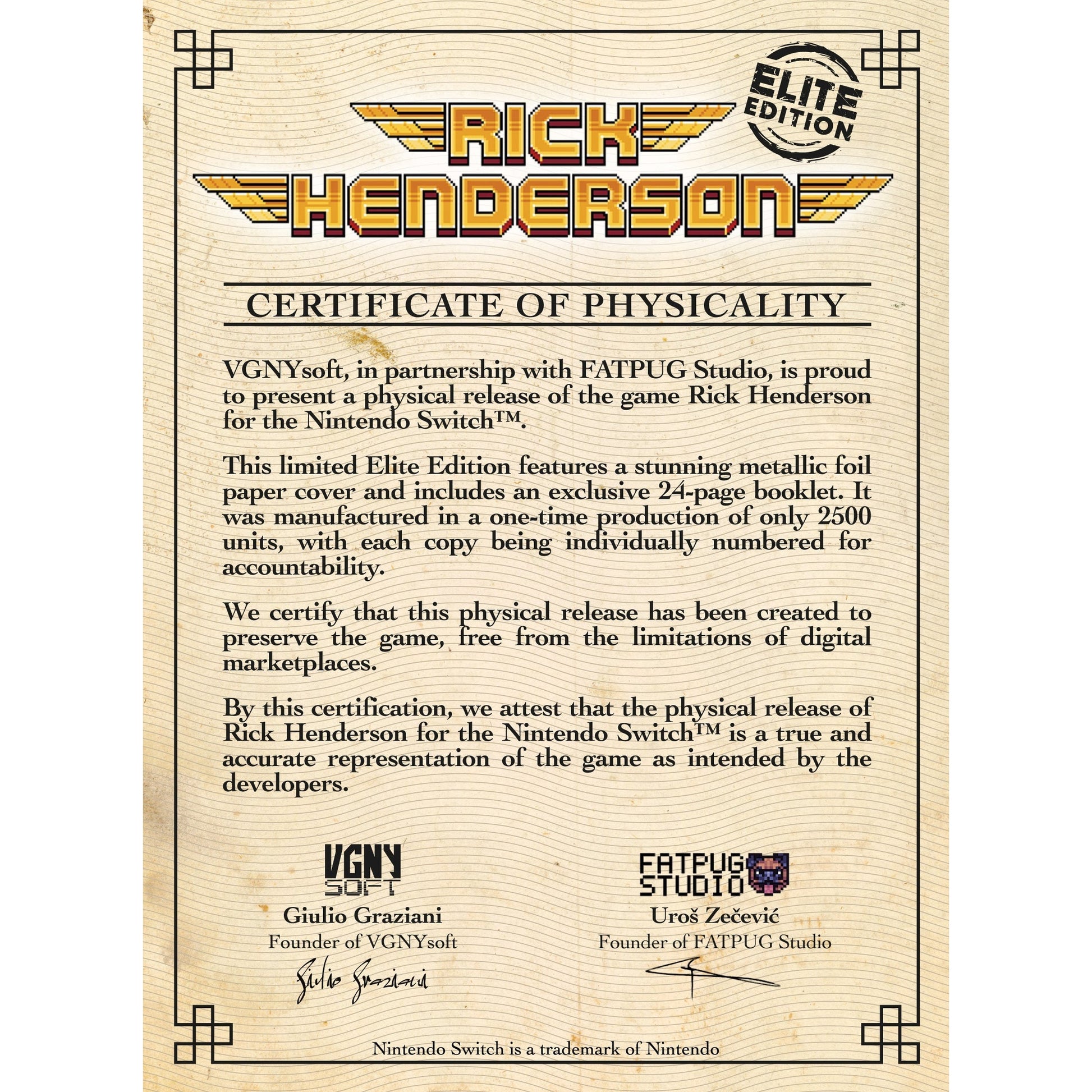 Rick Henderson Extra Elite Edition - Nintendo Switch - VGNYsoft, Eastasiasoft Limited