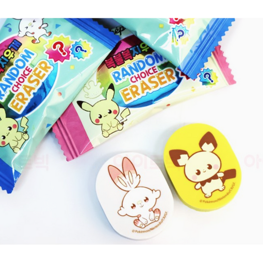 Pokemon Random Choice Eraser - 1 Mystery Pack, 6 Possible Designs - Pokepeace