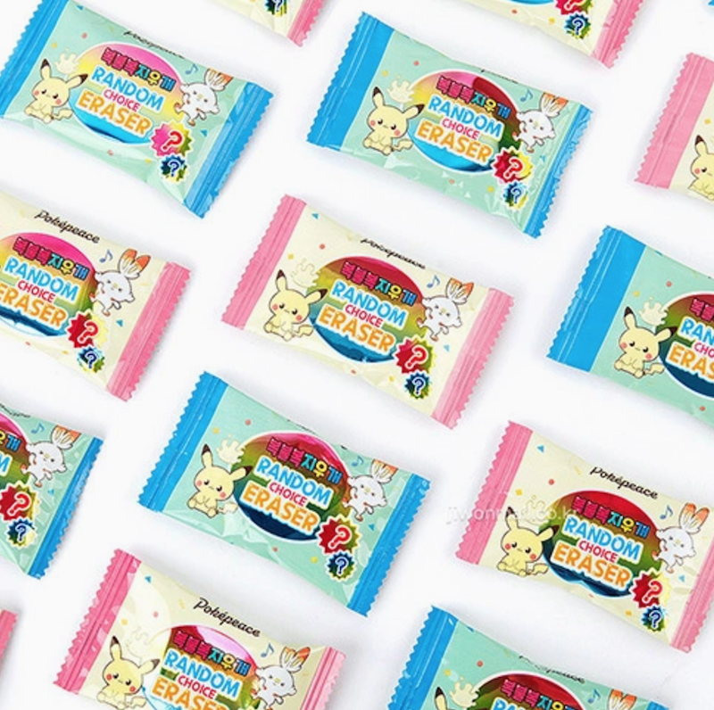Pokemon Random Choice Eraser - 1 Mystery Pack, 6 Possible Designs - Pokepeace