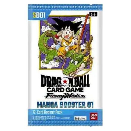 Dragon Ball Super TCG Fusion World Manga Booster 01 - 1 Pack, 12 Cards, English, SB01 - Bandai