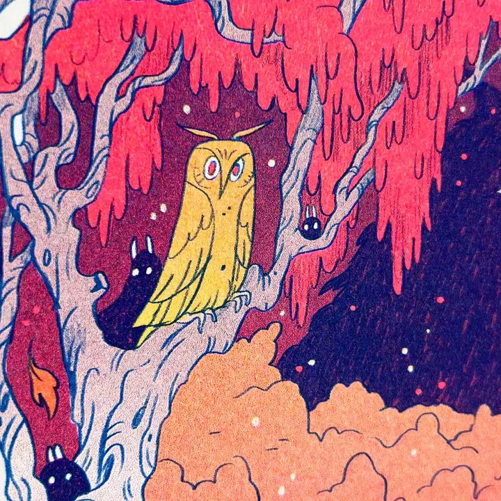 Book of Owls Fantasy Art Riso Print - Natalie Andrewson - Autumn Halloween Theme