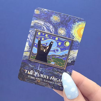 The Purry Night Enamel Pin - Toku Arts