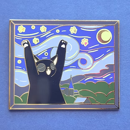 The Purry Night Enamel Pin - Toku Arts
