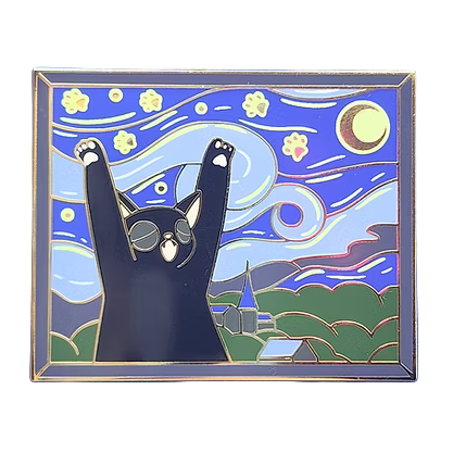 The Purry Night Enamel Pin - Toku Arts