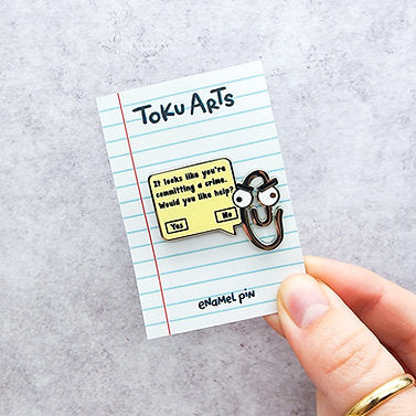 Paperclip Assistant Enamel Pin - Toku Arts