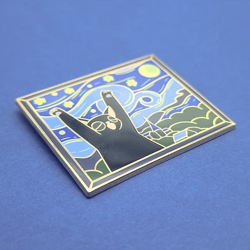 The Purry Night Enamel Pin - Toku Arts