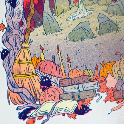 Book of Owls Fantasy Art Riso Print - Natalie Andrewson - Autumn Halloween Theme