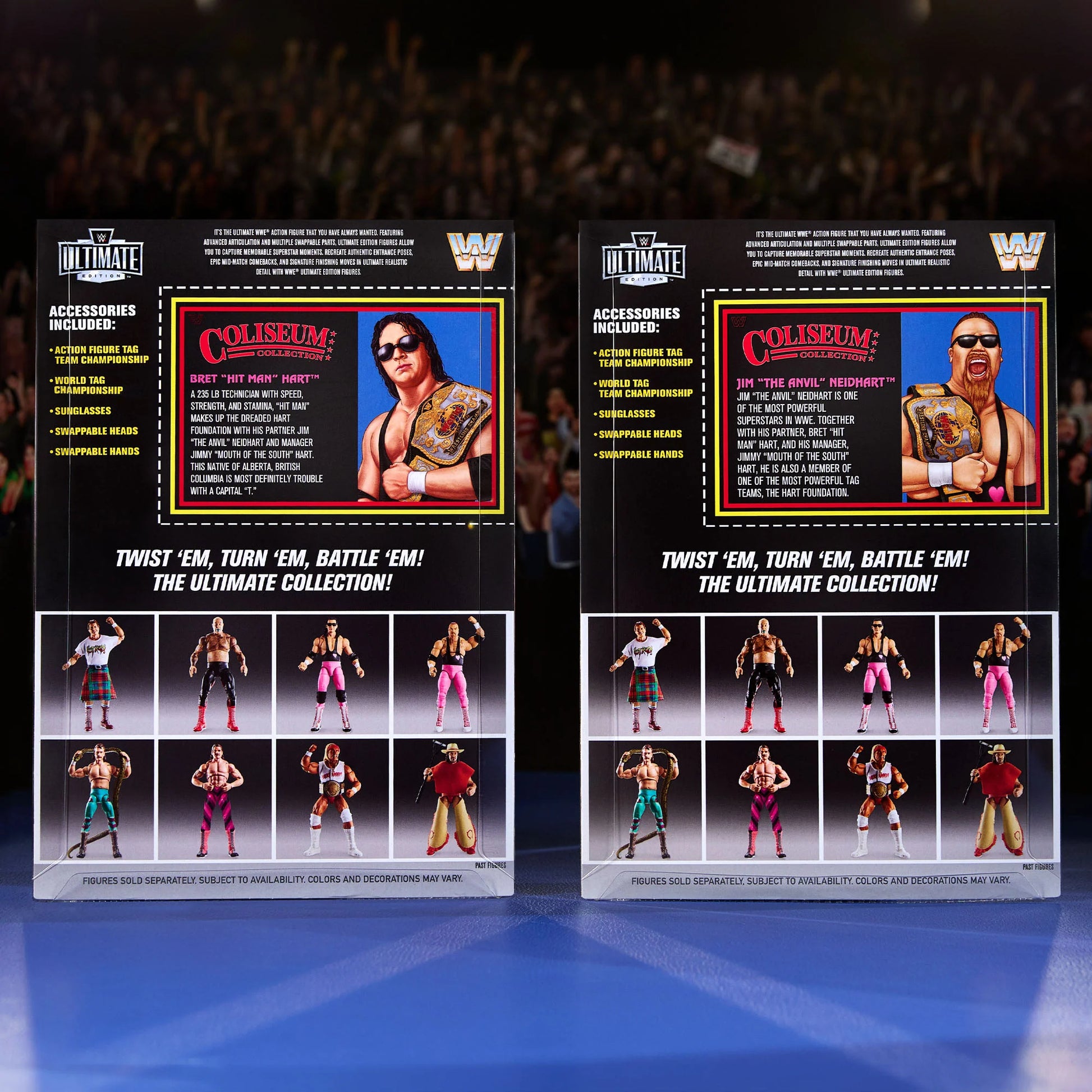 WWE Ultimate Edition Coliseum Collection Hart Foundation Bret "Hit Man" Hart & Jim "The Anvil" Neidhart - Action Figure 2-Pack - Mattel Creations Exclusive!