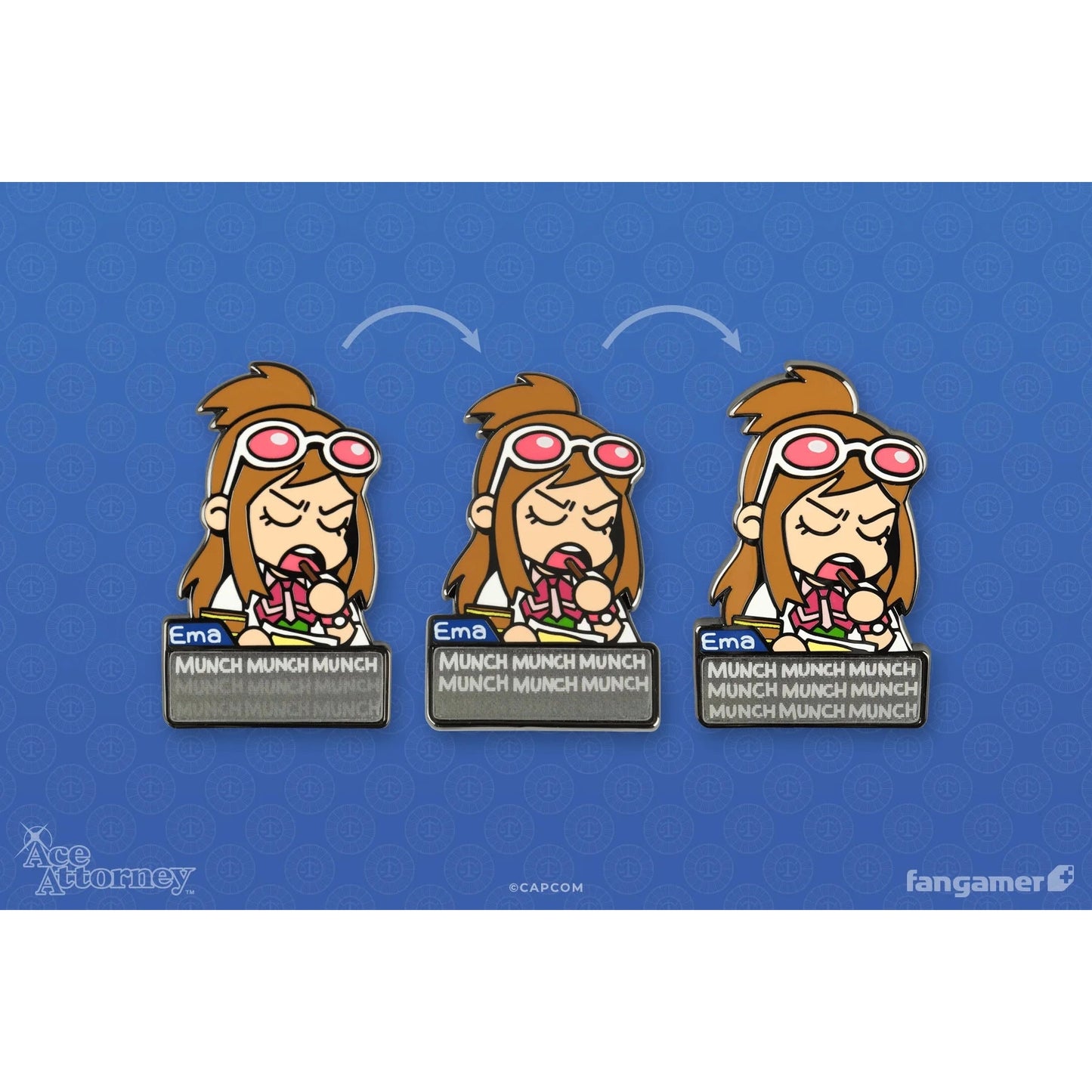 Ace Attorney Snacking Ema Lenticular Pin - Capcom, Fangamer