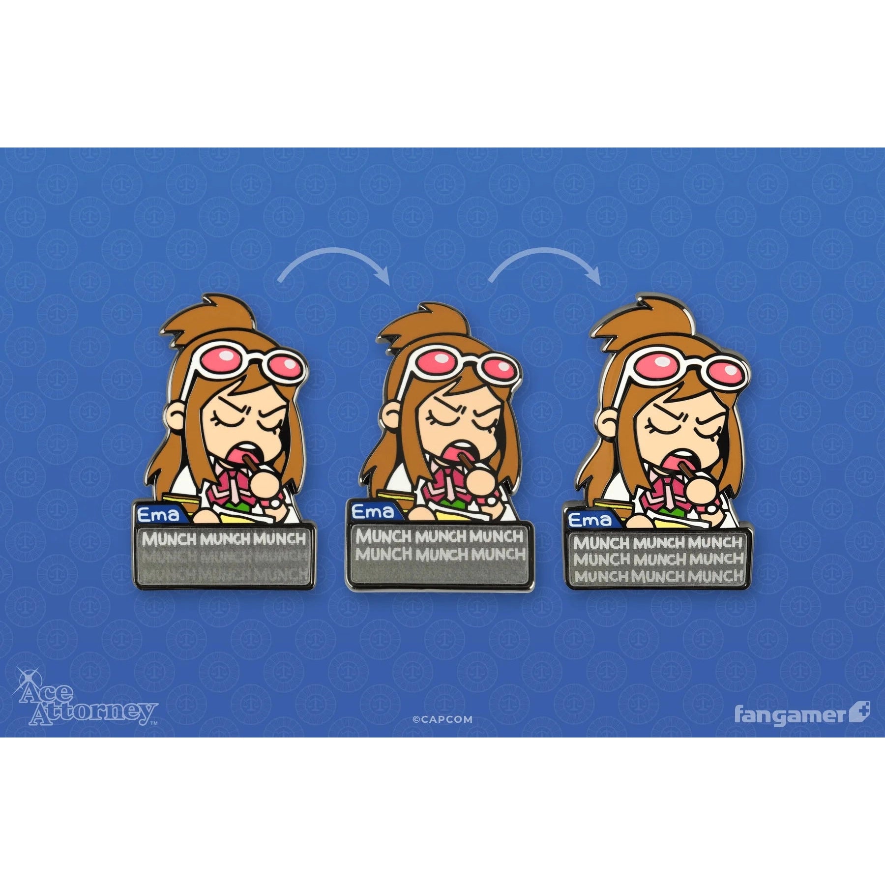 Ace Attorney Snacking Ema Lenticular Pin - Capcom, Fangamer