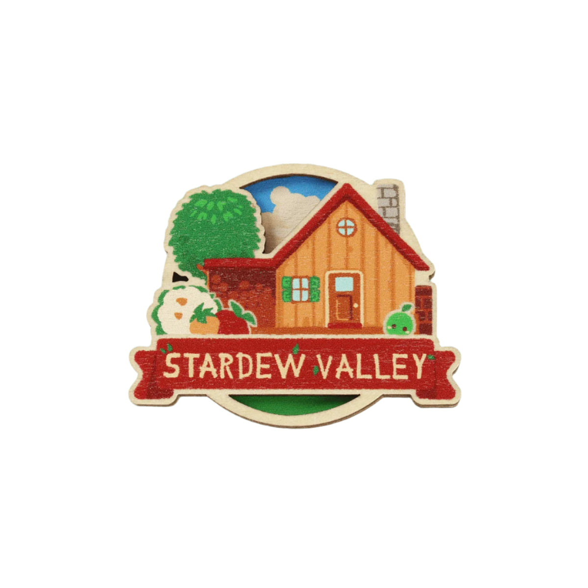 Stardew Valley Farmhouse Wooden Pin - by Chihiro Sakaida - Fangamer