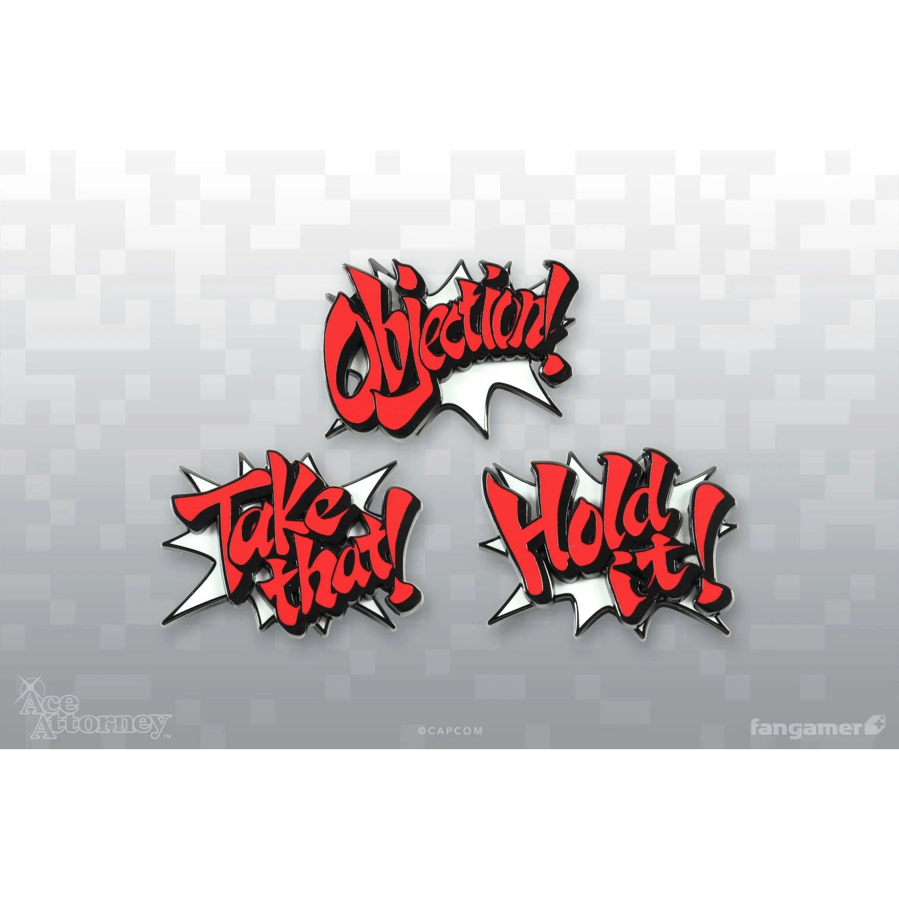 Ace Attorney Interjection! Pin Set - by Jon Kay - Capcom, Fangamer